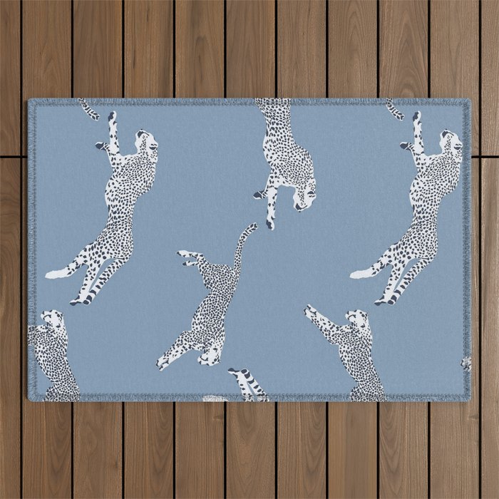 Leaping Cheetahs Cornflower Outdoor Rug Gallery Image 1