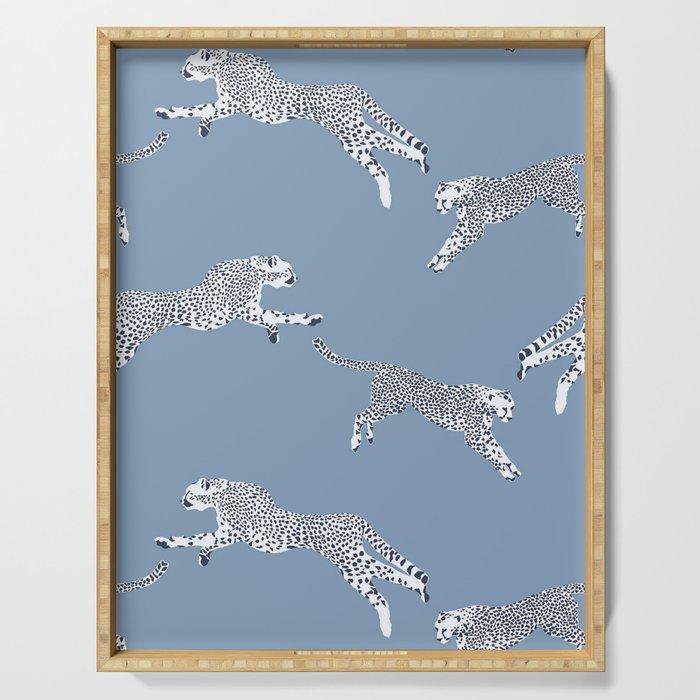 Leaping Cheetahs Cornflower Serving Tray Gallery Image 1