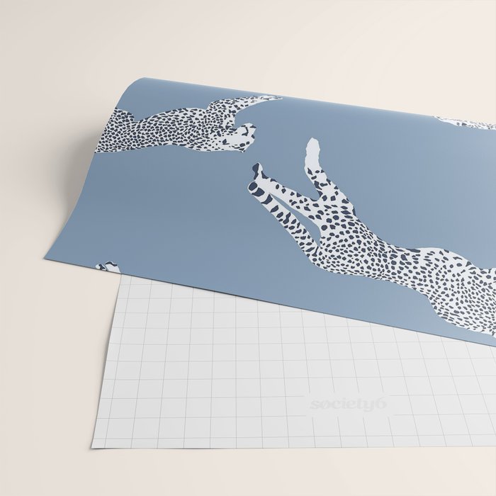 Leaping Cheetahs Cornflower Wrapping Paper Gallery Image 2