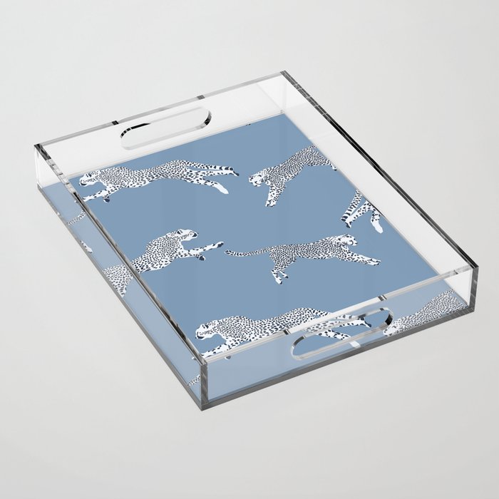 Leaping Cheetahs Cornflower Acrylic Tray Gallery Image 1