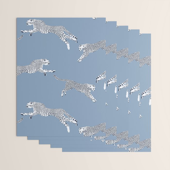 Leaping Cheetahs Cornflower Wrapping Paper Gallery Image 3