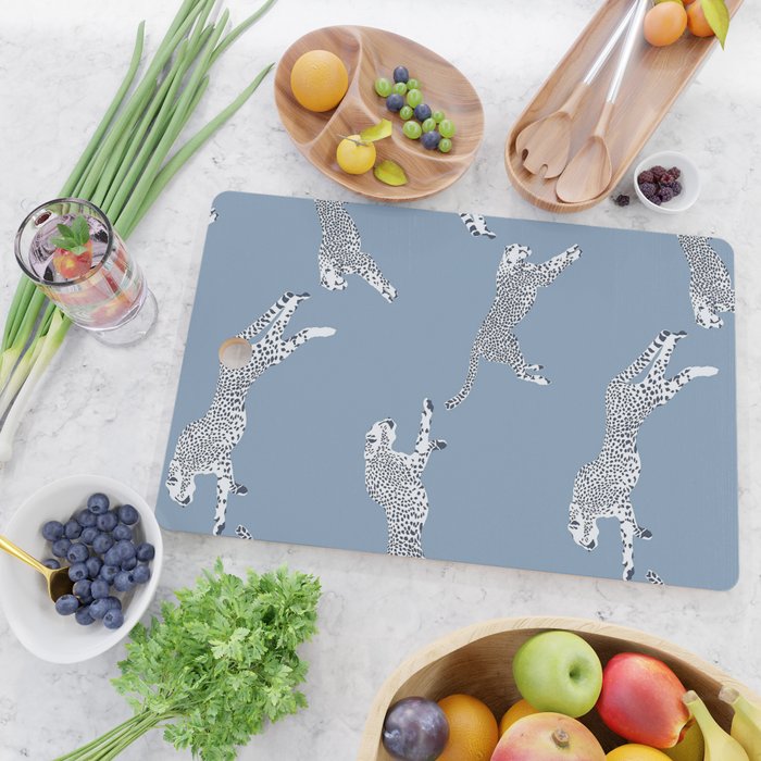 Leaping Cheetahs Cornflower Cutting Board Gallery Image 2