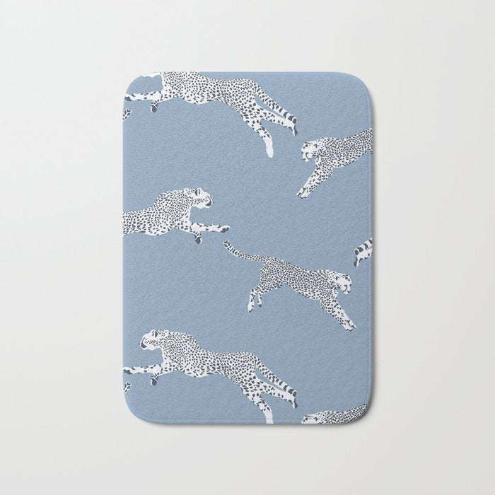 Leaping Cheetahs Cornflower Bath Mat Gallery Image 1