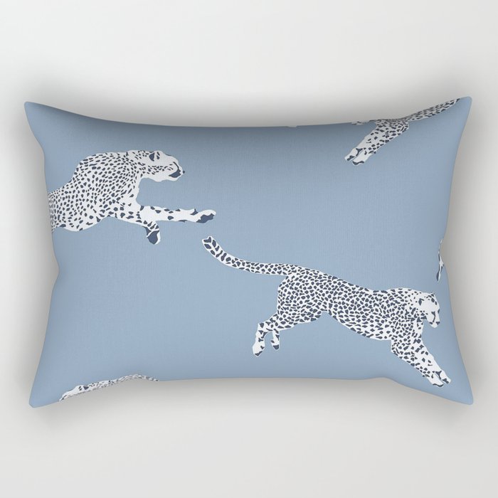 Leaping Cheetahs Cornflower Rectangular Pillow