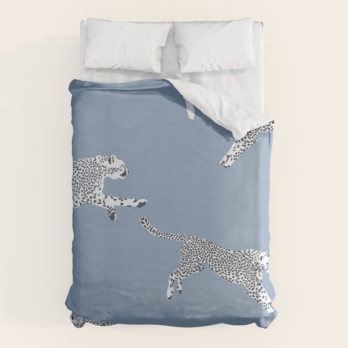 Leaping Cheetahs Cornflower Duvet Cover Gallery Image 6
