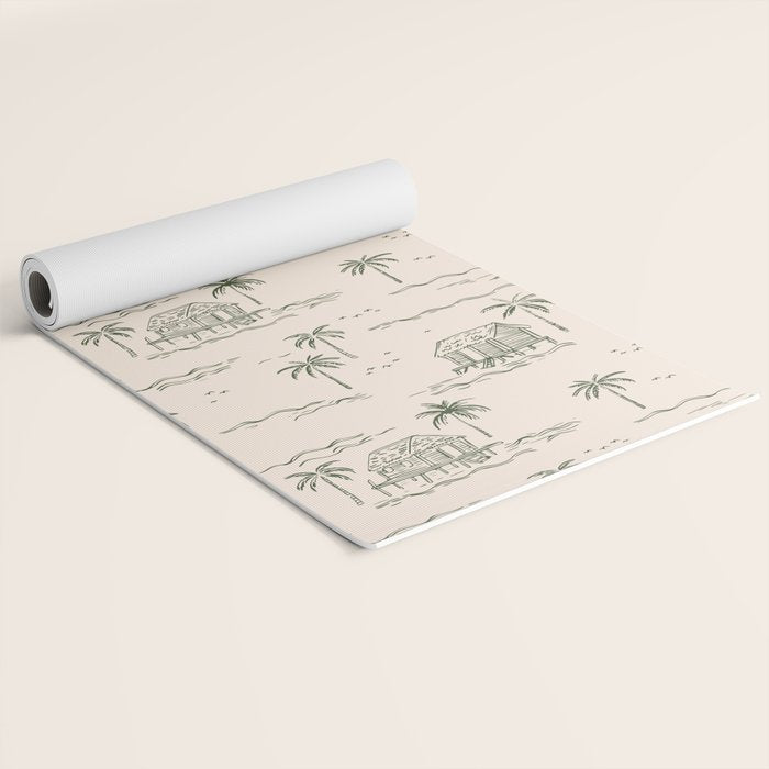 Vintage palm tree beach house pattern Yoga Mat Gallery Image 2