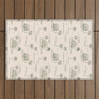 Vintage palm tree beach house pattern Outdoor Rug Gallery Image 1