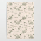 Vintage palm tree beach house pattern Poster Gallery Image 4