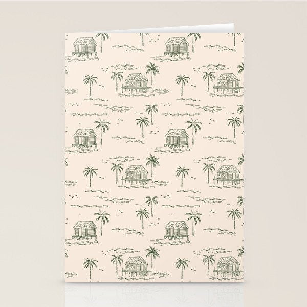 Vintage palm tree beach house pattern Stationery Card Gallery Image 2