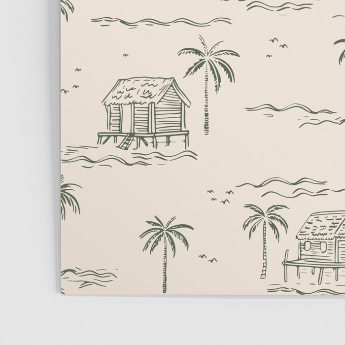 Vintage palm tree beach house pattern Poster Gallery Image 3