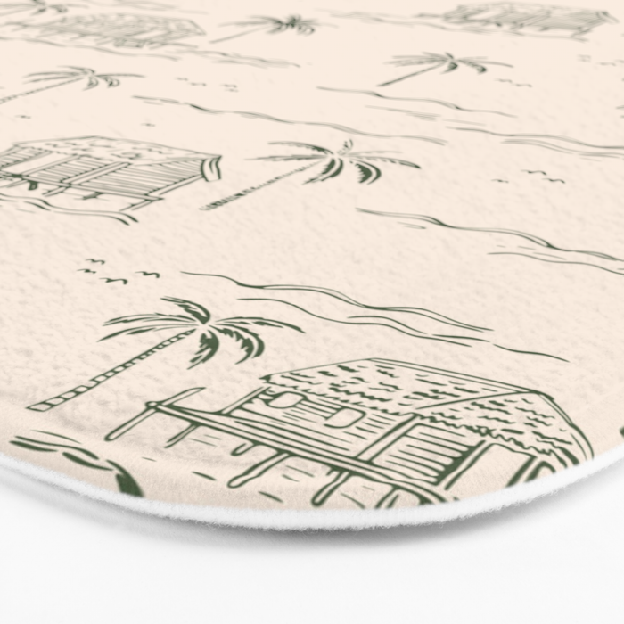 Vintage palm tree beach house pattern Bath Mat Gallery Image 3