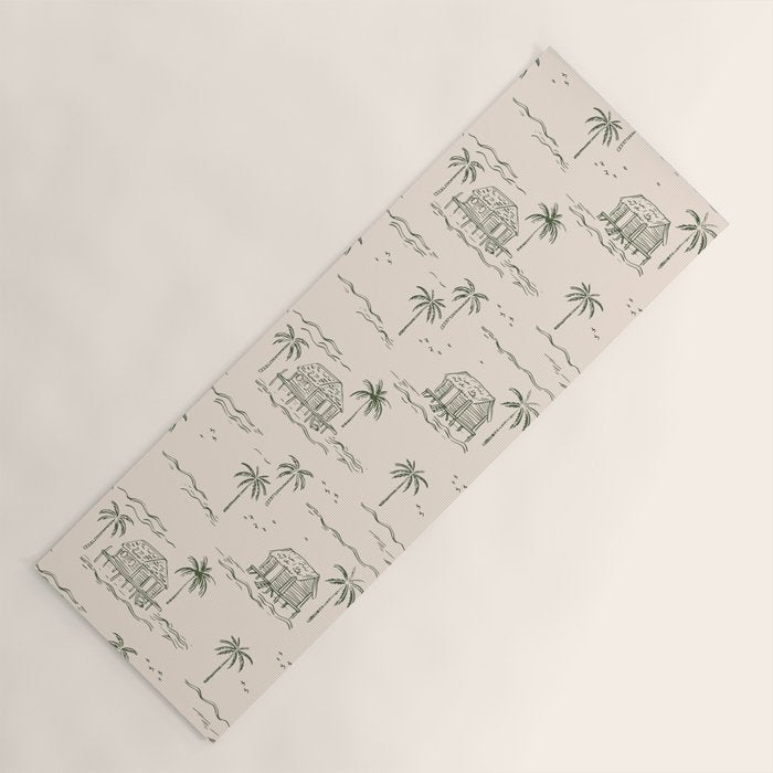 Vintage palm tree beach house pattern Yoga Mat Gallery Image 1