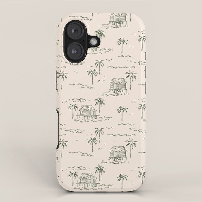 Vintage palm tree beach house pattern iPhone Case Gallery Image 1