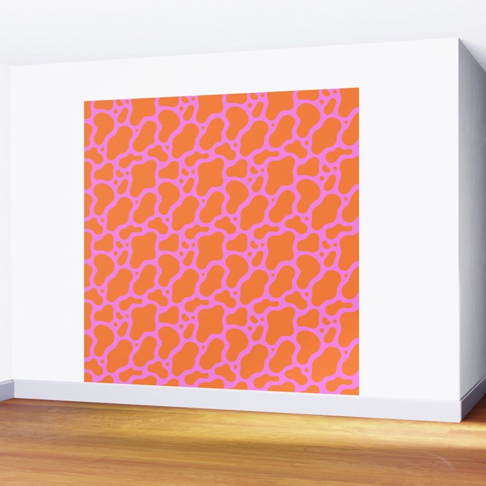Abstract pink cow print shape pattern Wall Mural Gallery Image 2