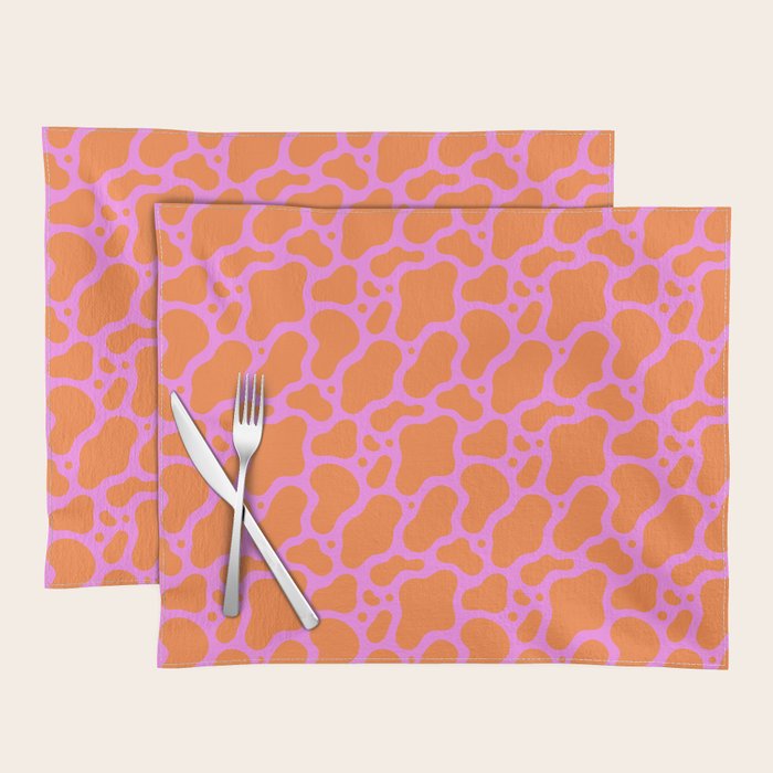 Abstract pink cow print shape pattern Placemat Gallery Image 1
