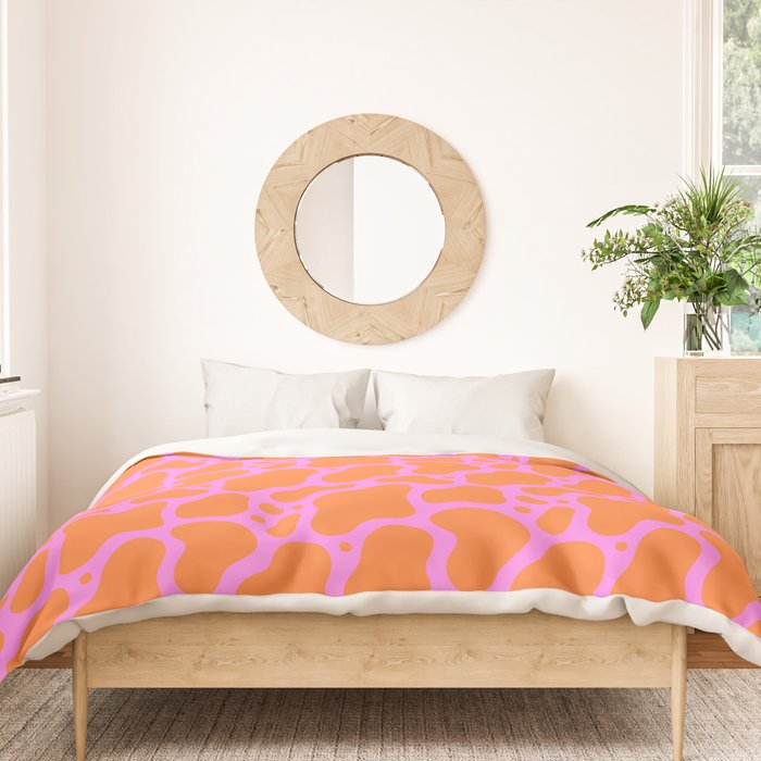 Abstract pink cow print shape pattern Duvet Cover Gallery Image 3