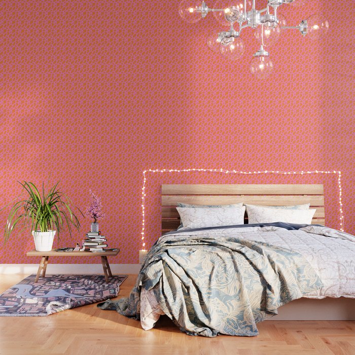 Abstract pink cow print shape pattern Wallpaper Gallery Image 3