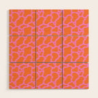 Abstract pink cow print shape pattern Wood Wall Art Gallery Image 1