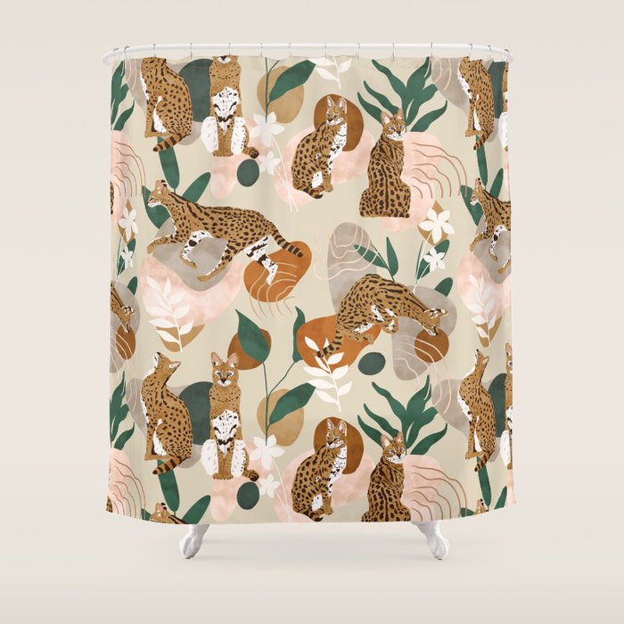 Serval cat abstract nature Shower Curtain Gallery Image 1