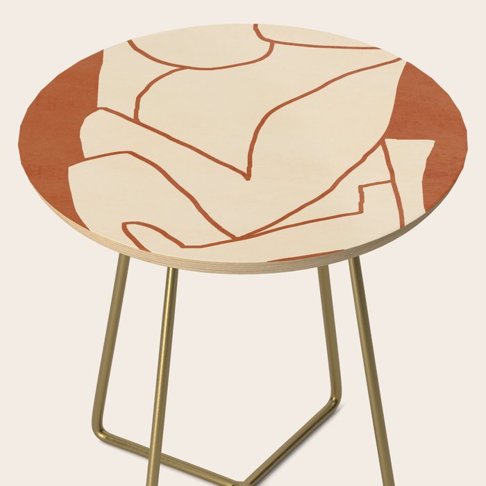 Abstract line art 2 Terracotta 2 Side Table Gallery Image 2