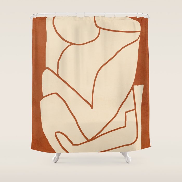 Abstract line art 2 Terracotta 2 Shower Curtain Gallery Image 1