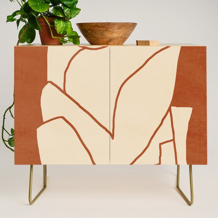 Abstract line art 2 Terracotta 2 Credenza Gallery Image 1