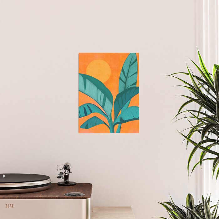 Island Sunset with Banana Tree Poster Gallery Image 2