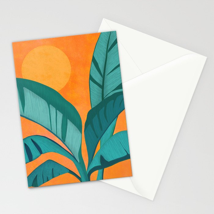 Island Sunset with Banana Tree Stationery Card Gallery Image 2