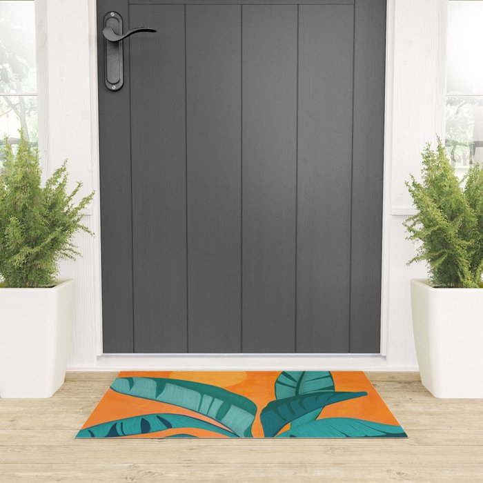 Island Sunset with Banana Tree Welcome Mat Gallery Image 3