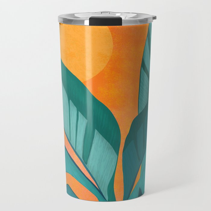Island Sunset with Banana Tree Travel Mug Gallery Image 1