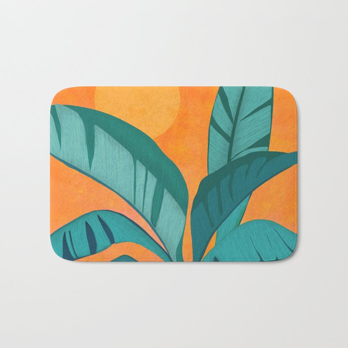 Island Sunset with Banana Tree Bath Mat Gallery Image 1