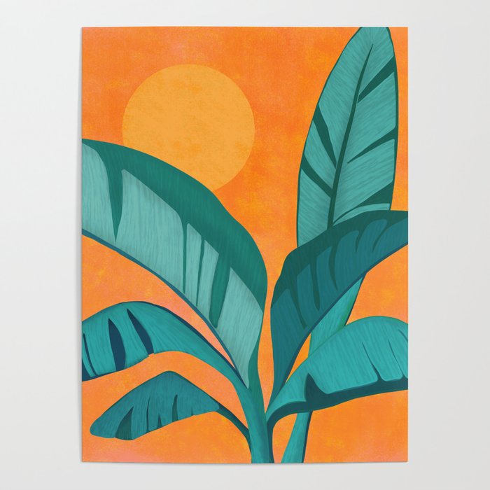 Island Sunset with Banana Tree Poster Gallery Image 4
