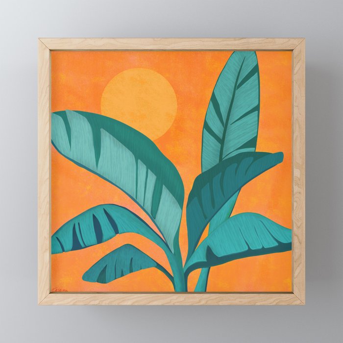 Island Sunset with Banana Tree Mini Art Print Gallery Image 1