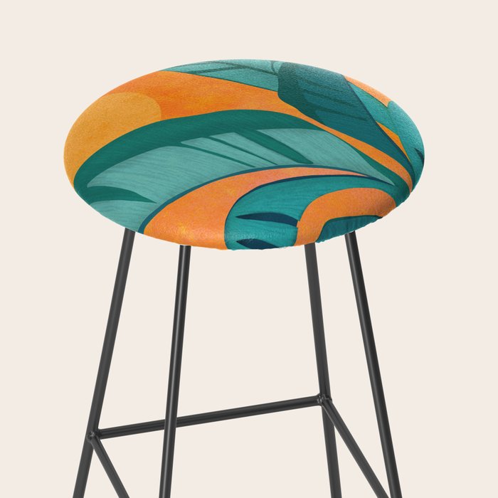 Island Sunset with Banana Tree Stool Gallery Image 2