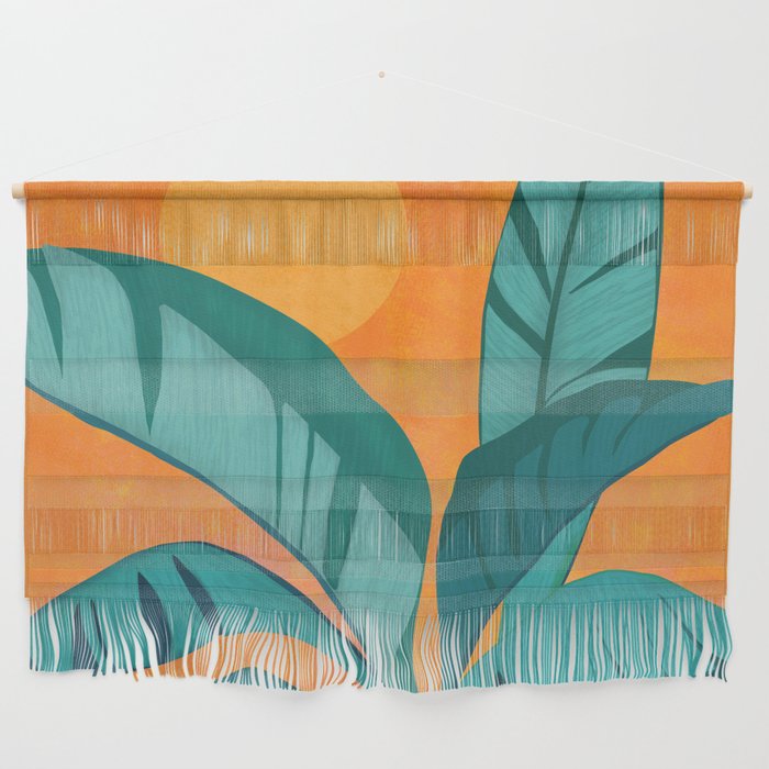 Island Sunset with Banana Tree Wall Hanging Gallery Image 1