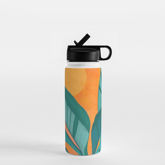 Island Sunset with Banana Tree Water Bottle Gallery Image 1