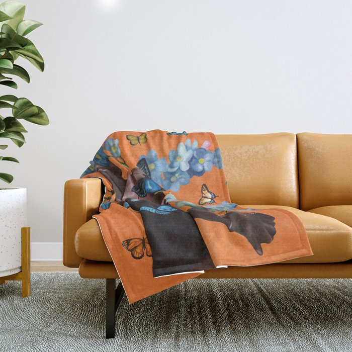 Blooming in Flight 2 Throw Blanket Gallery Image 1