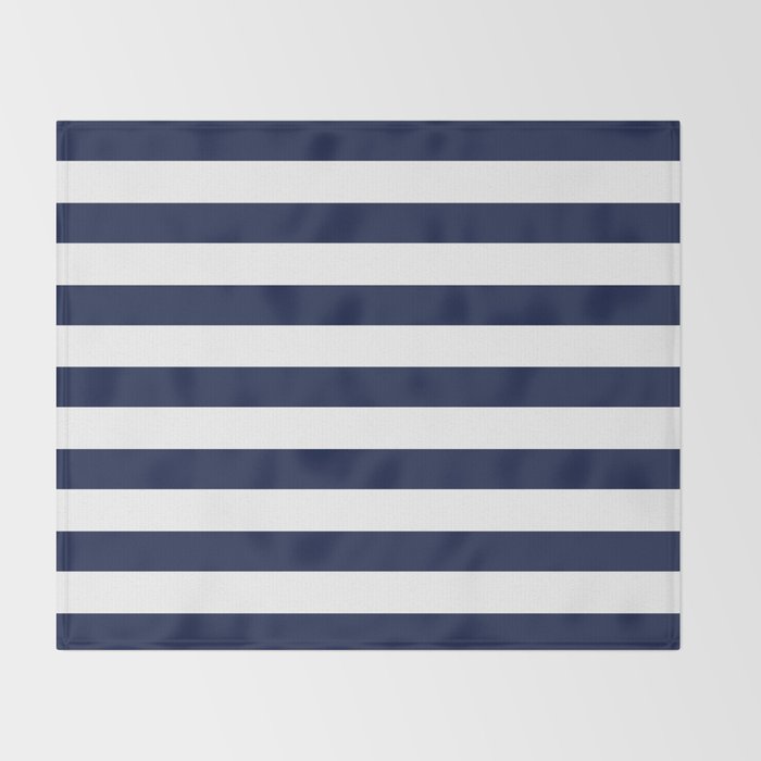 Nautical Navy Blue and White Stripes Throw Blanket Gallery Image 2