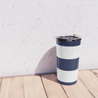 Nautical Navy Blue and White Stripes Travel Mug Gallery Image 4