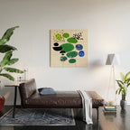 Fun Abstract Minimalist Mid Century Modern Colorful Shapes Lime Green Blue Watercolor Bubbles Wood Wall Art Gallery Image 2