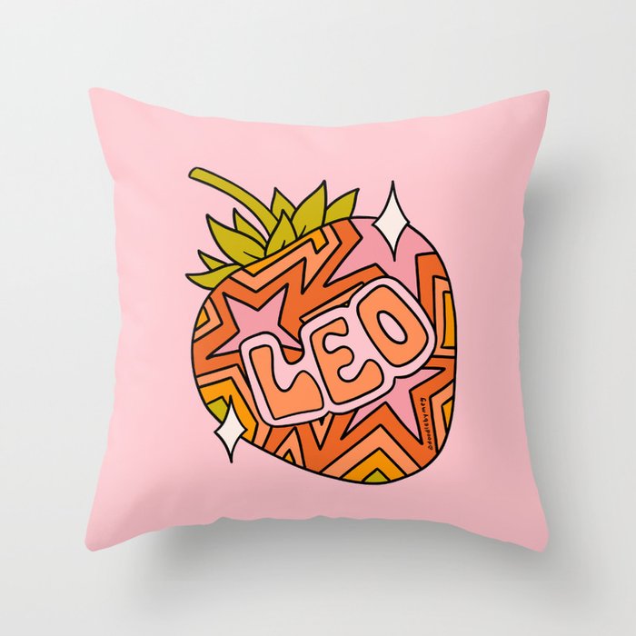 Leo Strawberry Throw Pillow Gallery Image 6