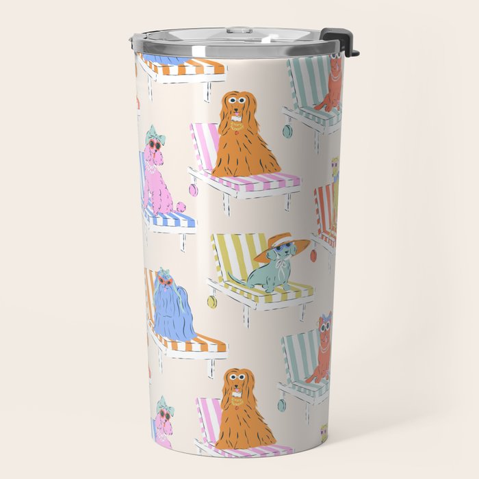 Beach Chair Dogs Travel Mug Gallery Image 2