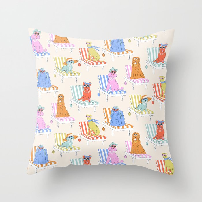 Beach Chair Dogs Throw Pillow Gallery Image 6