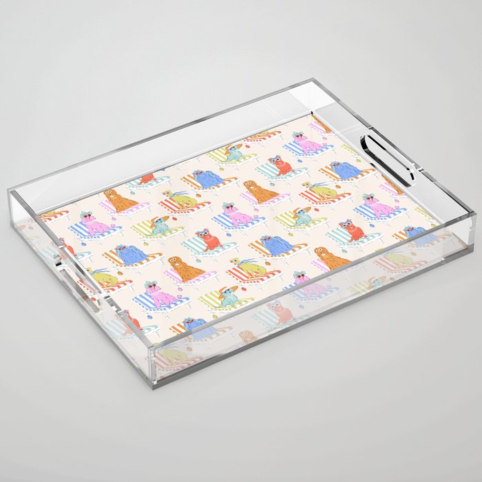 Beach Chair Dogs Acrylic Tray Gallery Image 1