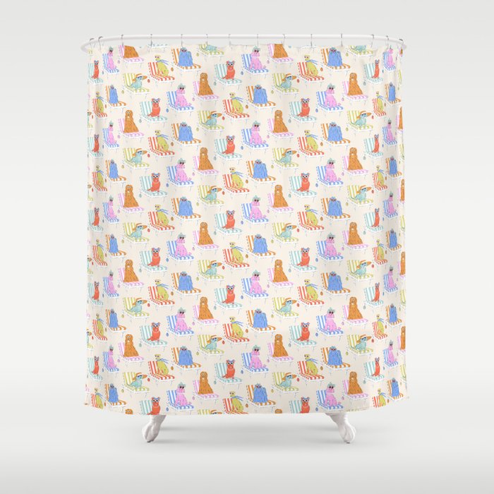 Beach Chair Dogs Shower Curtain Gallery Image 1