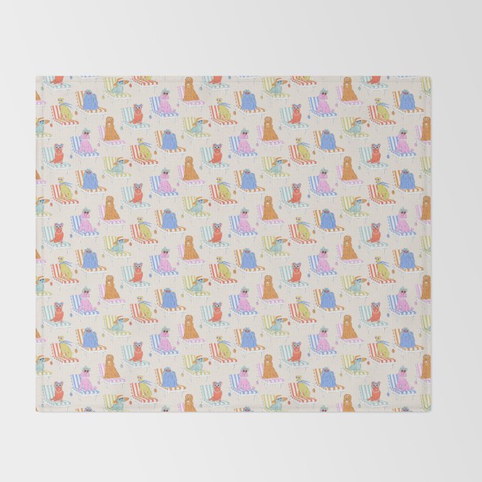 Beach Chair Dogs Throw Blanket Gallery Image 2