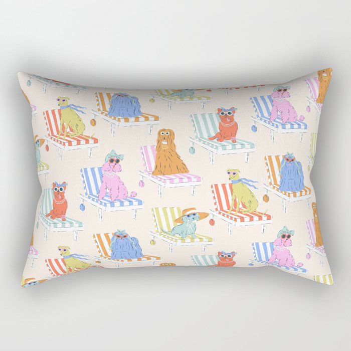 Beach Chair Dogs Rectangular Pillow Gallery Image 2