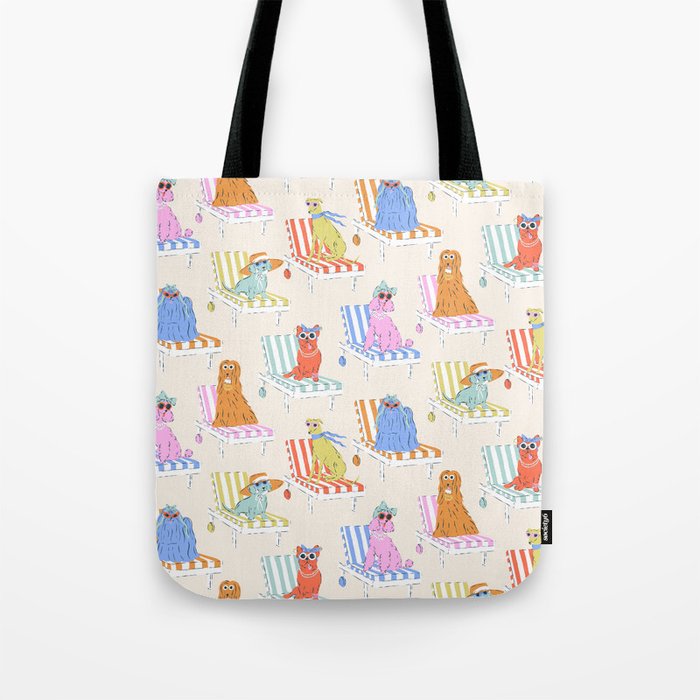 Beach Chair Dogs Tote Bag Gallery Image 1