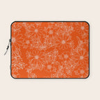 Hand drawn white bright orange modern floral Laptop Sleeve Gallery Image 1