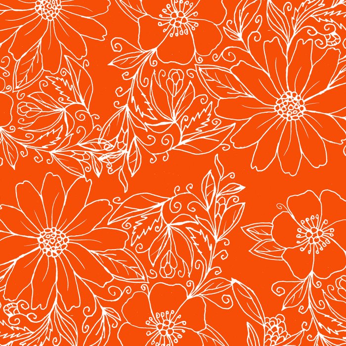 Hand drawn white bright orange modern floral Coffee Mug Gallery Image 2